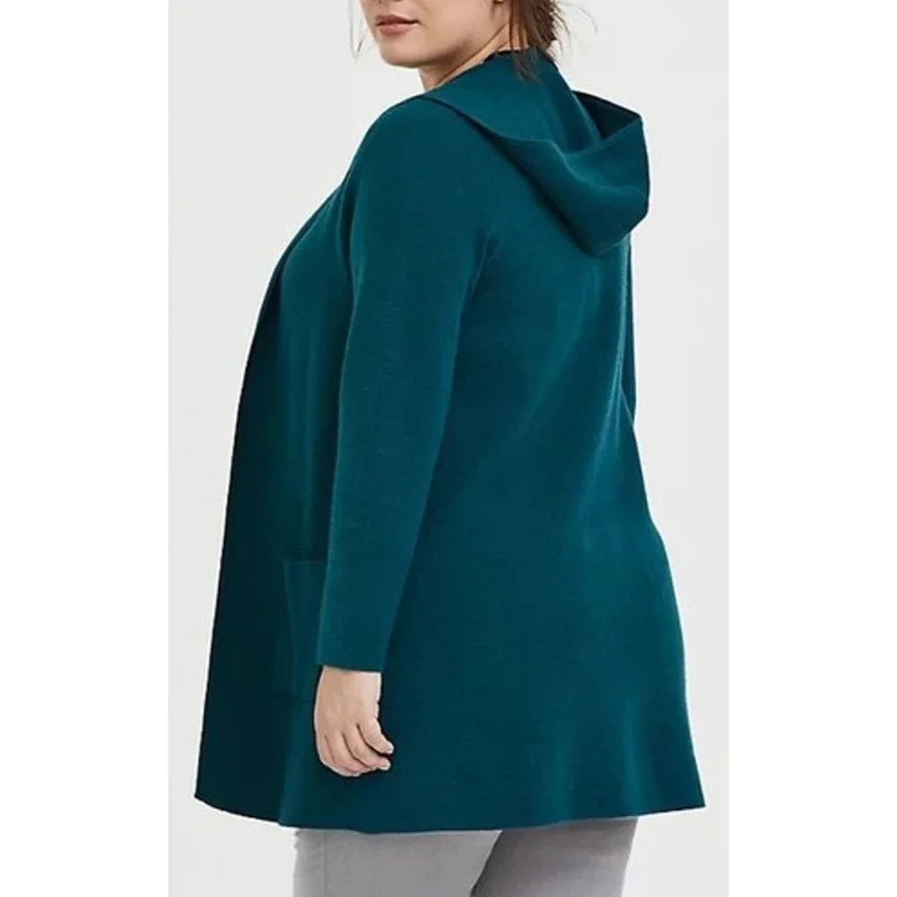 Torrid Open Front Hooded Cardigan Sweater Jacket Pockets Dark Teal Plus Size 3X - Picture 9 of 14